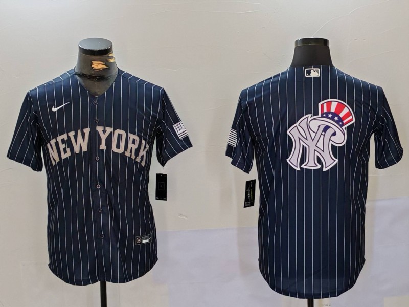 Men New York Yankees Blank Blue stripe joint name 2024 Nike MLB Jersey style 91215->indianapolis colts->NFL Jersey